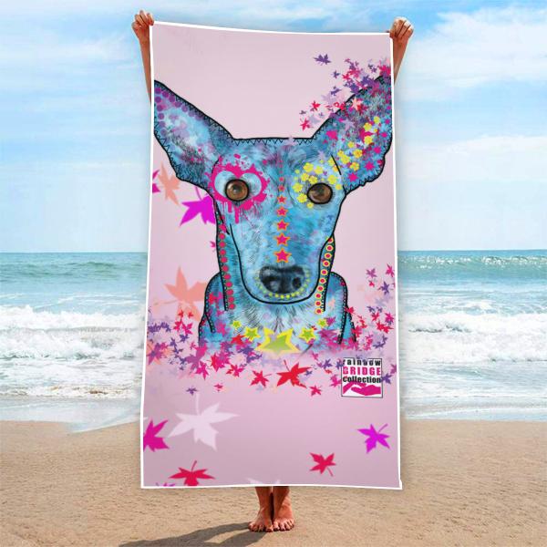 Badehandtuch Princessa – Popart-Hundemotiv, 75x165 cm, 100 % Polyester, weich & schnelltrocknend